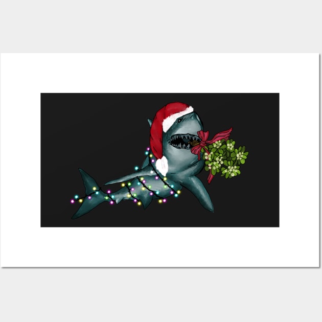 Festive Christmas Shark Wall Art by Greydn